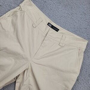 ZARA Women's Beige Wide Leg Cargo Pants, Size M, Khaki, Casual Trousers‎